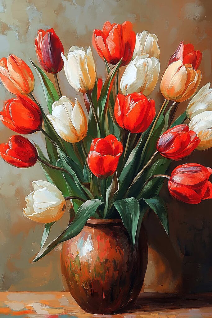 Painting of flowers in a vase