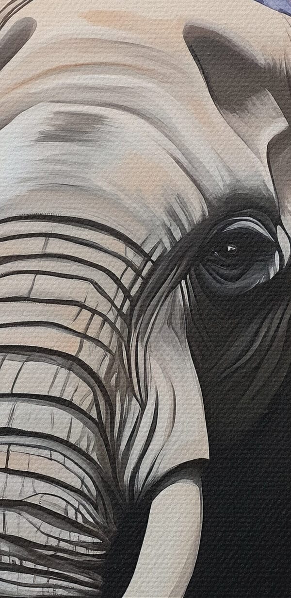 Een olifant met slagtanden in een bloementuin Een olifant met slagtanden in een bloementuin