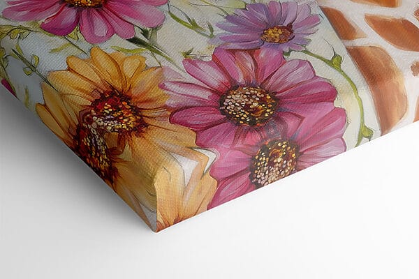 Giraffe met zonnebril en bloemen Giraffe met zonnebril en bloemen