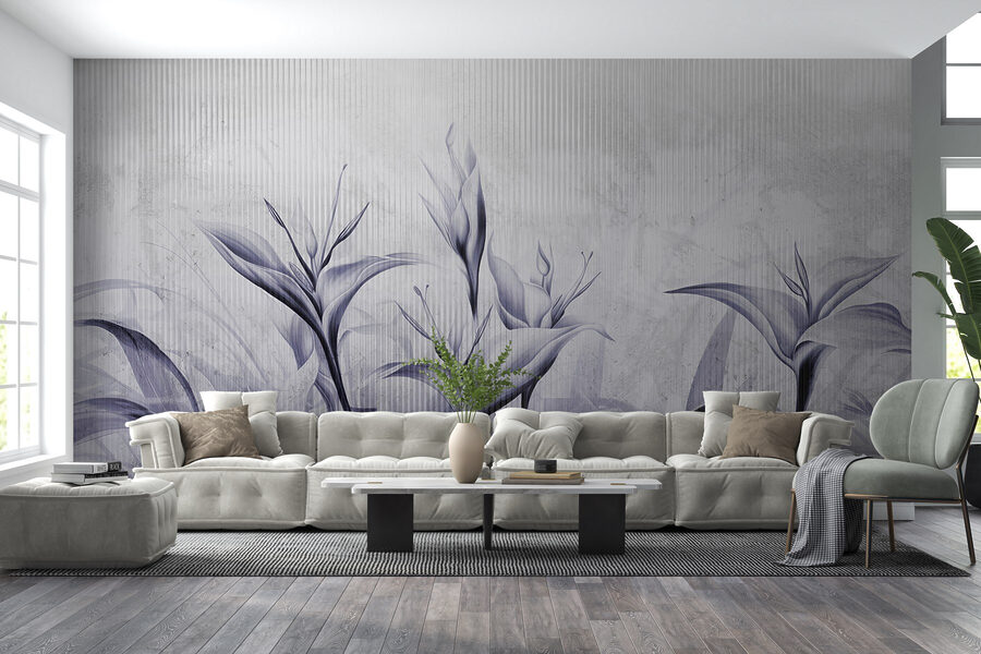 Schilderij van bloemen op een muur
