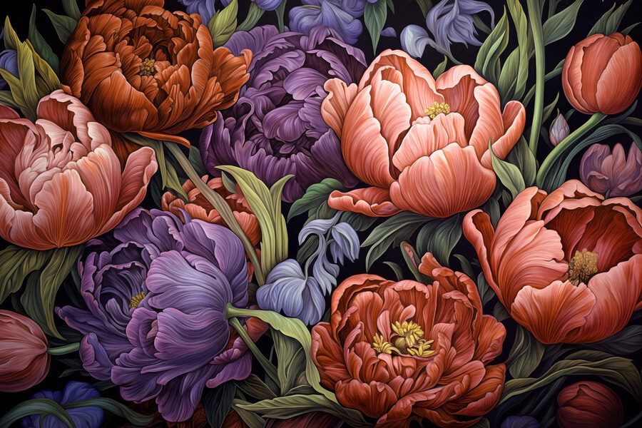 Levendige bloemen in rijke kleuren