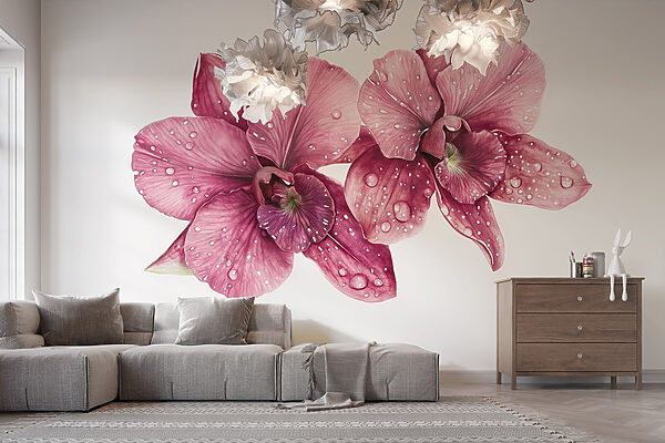Delicate bloemen versierd met druppels Delicate bloemen versierd met druppels