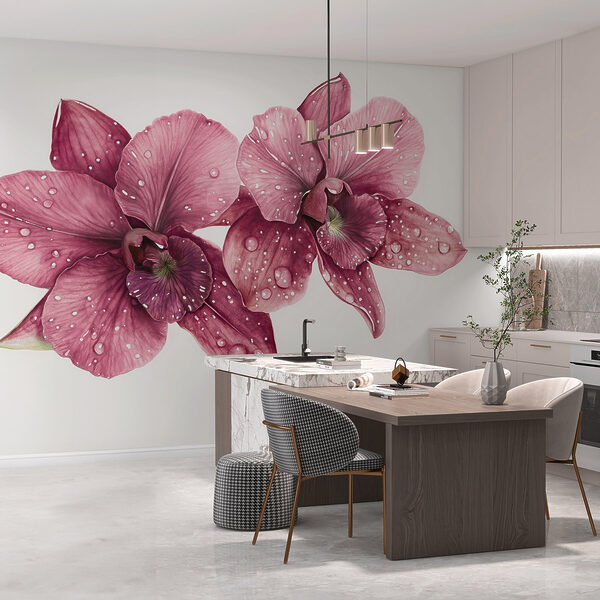 Delicate bloemen versierd met druppels Delicate bloemen versierd met druppels