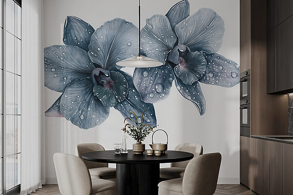 Delicate bloemen met dauwdruppels Delicate bloemen met dauwdruppels