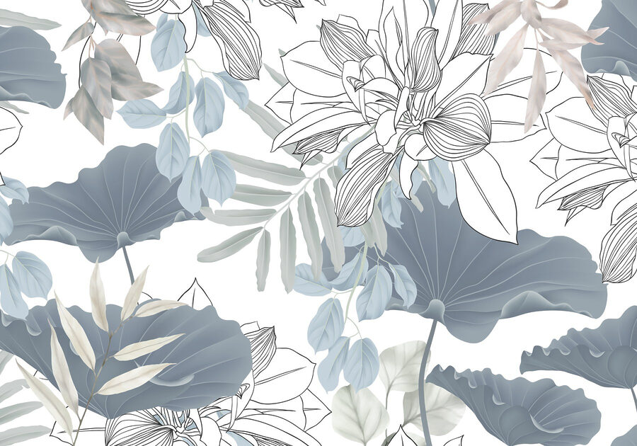 Bloemenpatroon met bladeren en bloemen