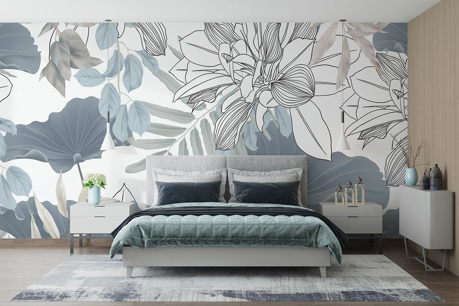 Bloemenpatroon met bladeren en bloemen
