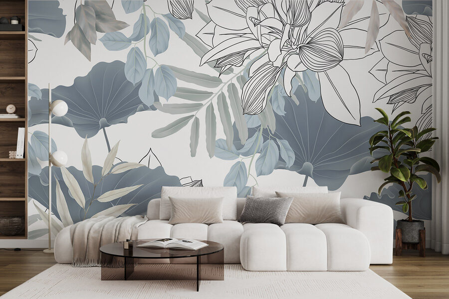 Bloemenpatroon met bladeren en bloemen