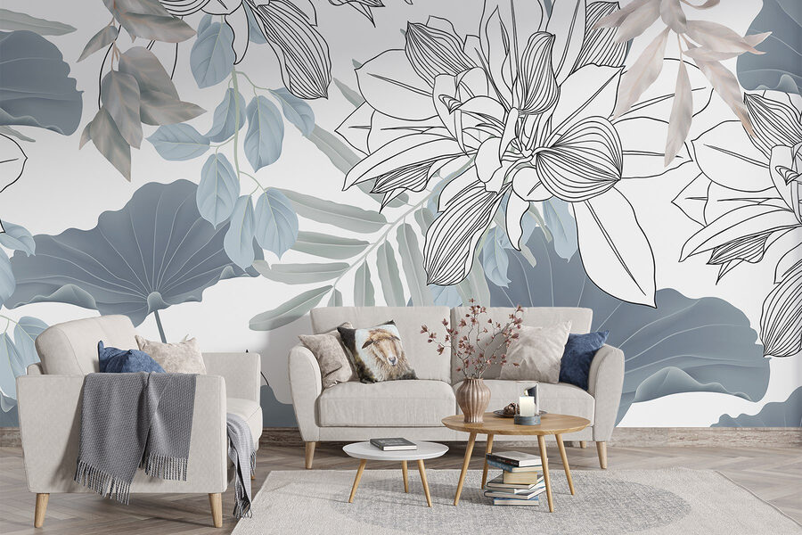 Bloemenpatroon met bladeren en bloemen