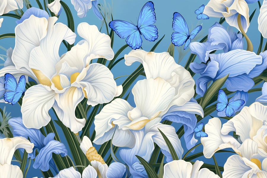 Prachtige bloemen en levendige vlinders.