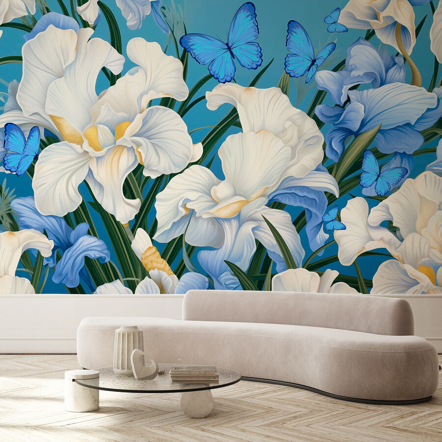 Prachtige bloemen en levendige vlinders.