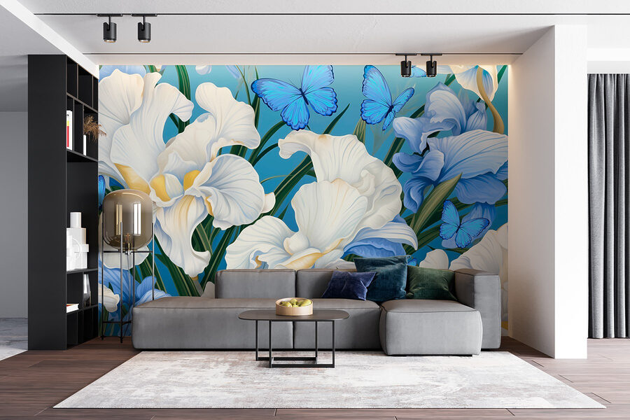 Prachtige bloemen en levendige vlinders.