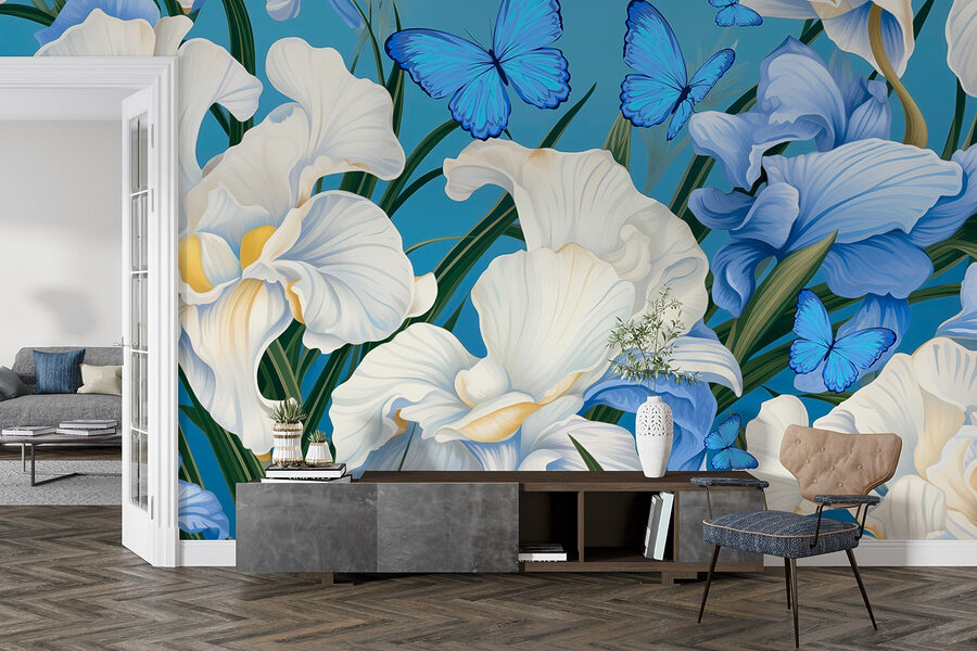 Prachtige bloemen en levendige vlinders.