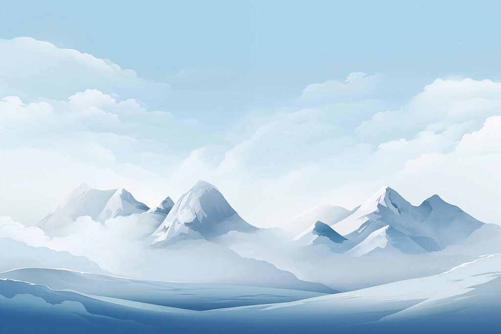 Besneeuwde bergketen met wolken Besneeuwde bergketen met wolken