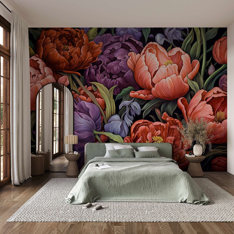 Levendige bloemen in rijke kleuren