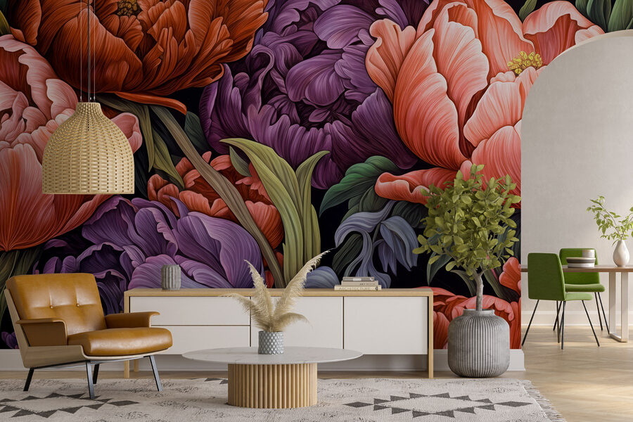 Levendige bloemen in rijke kleuren