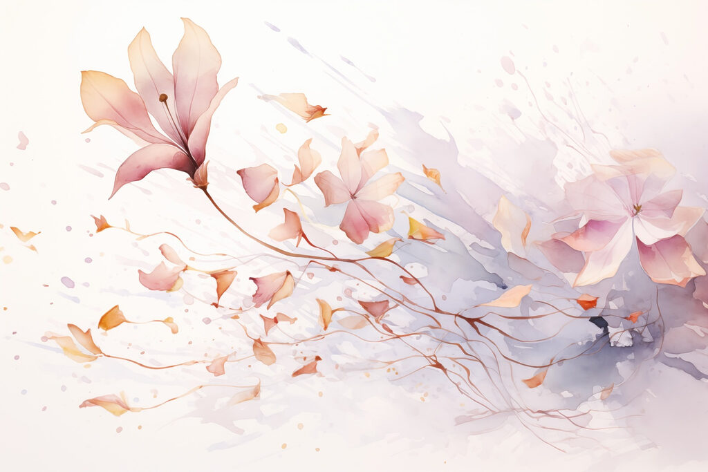 Aquarel van bloemen en bladeren Aquarel van bloemen en bladeren