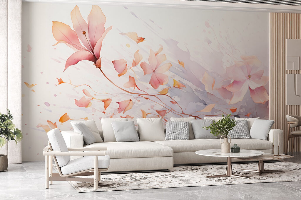 Watercolor of flowers and leaves