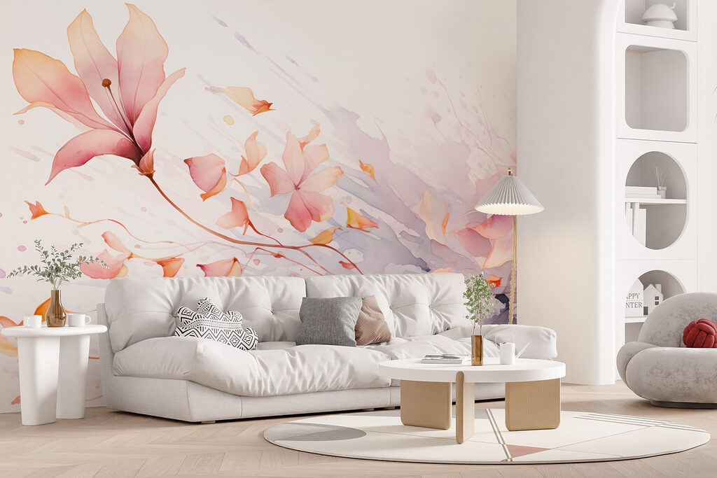 Watercolor of flowers and leaves