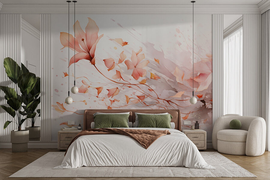 Schilderij van bloemen en bladeren