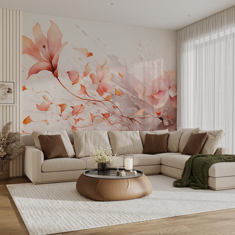 Schilderij van bloemen en bladeren