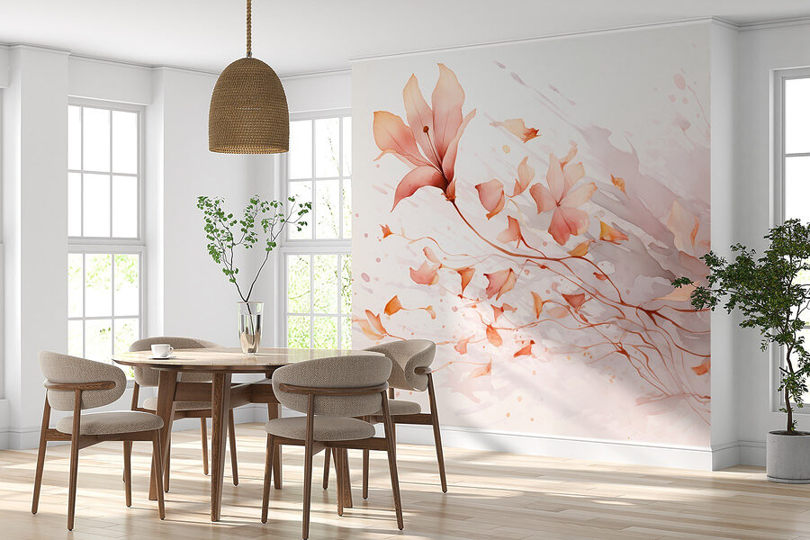 Schilderij van bloemen en bladeren