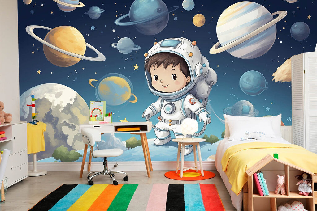 Cartoon of a boy in a space suit