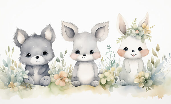 Groep dieren met bloemen Groep dieren met bloemen