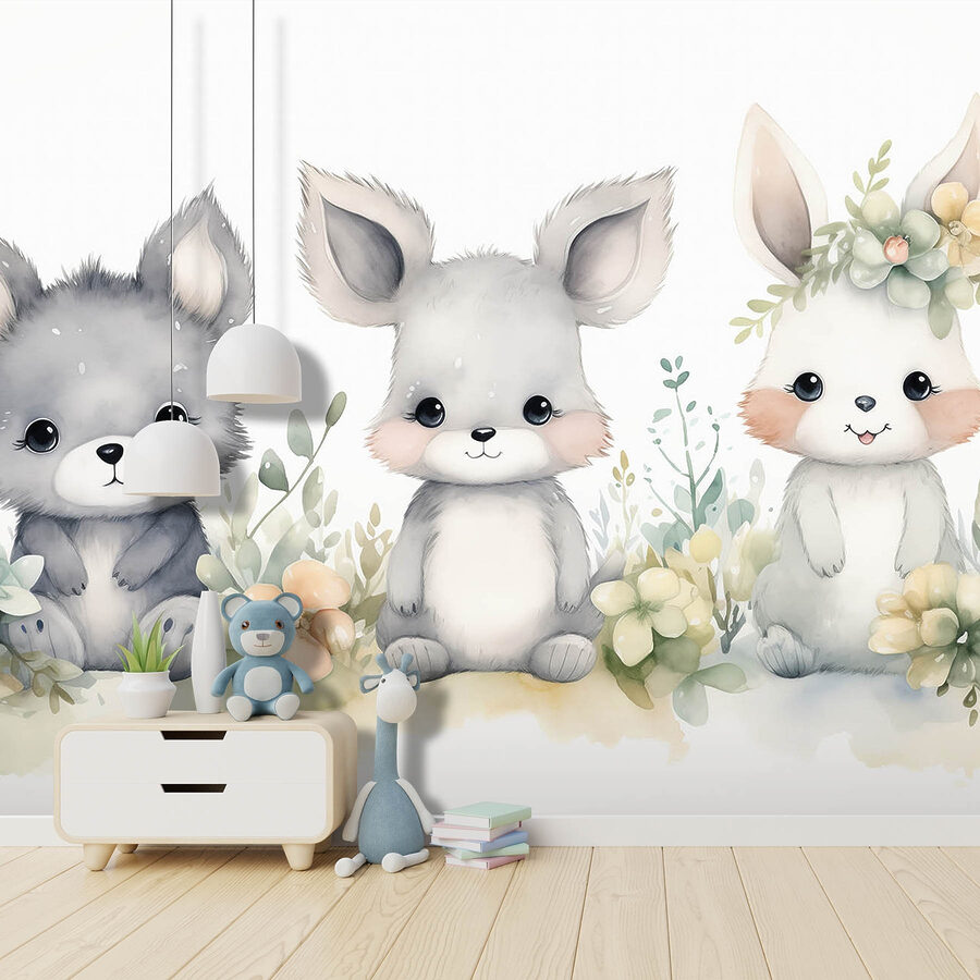 Groep dieren met bloemen Groep dieren met bloemen