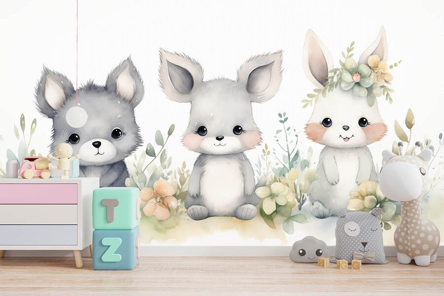 Groep dieren met bloemen Groep dieren met bloemen