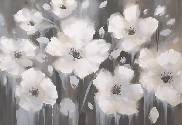 Schilderij van witte bloemen Schilderij van witte bloemen