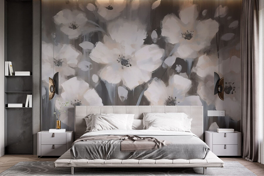 Schilderij van witte bloemen