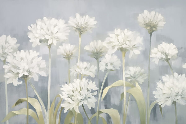 Schilderij van witte bloemen Schilderij van witte bloemen