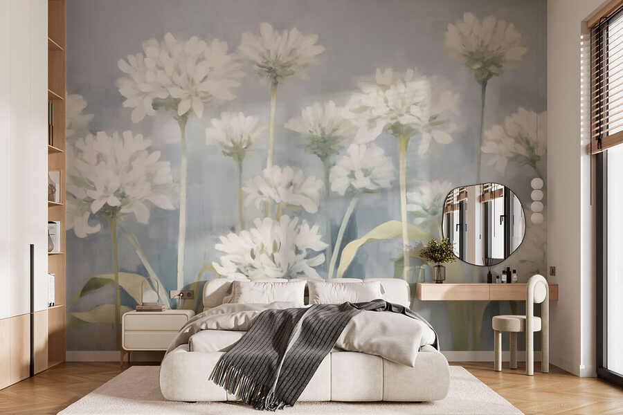 Schilderij van witte bloemen
