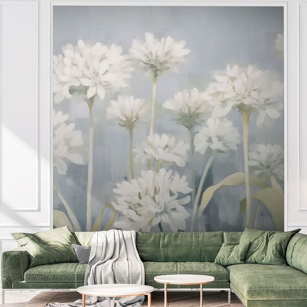 Schilderij van witte bloemen Schilderij van witte bloemen