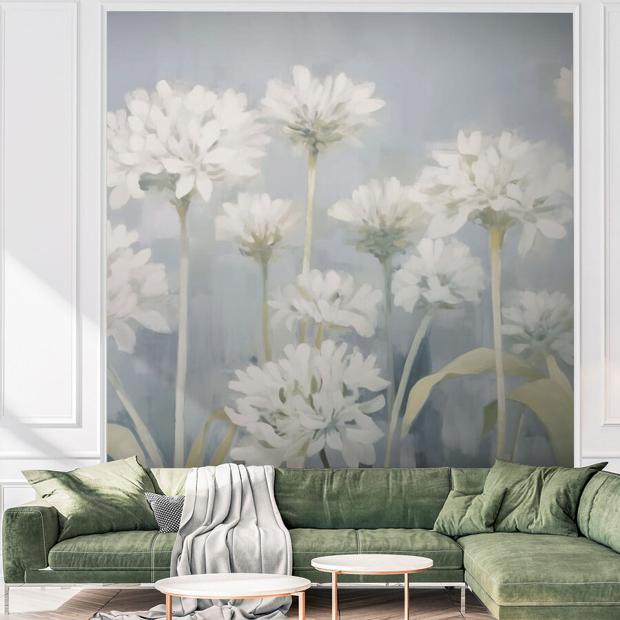 Schilderij van witte bloemen