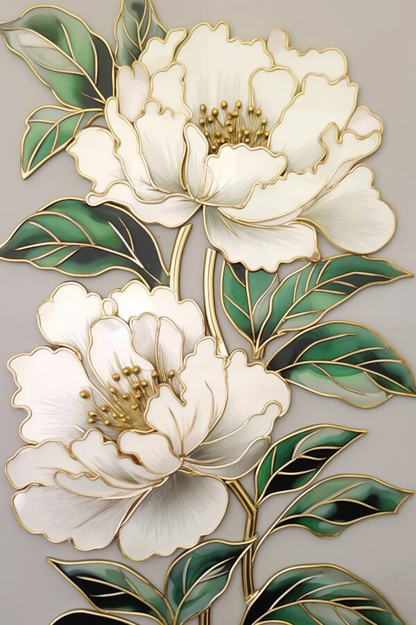 Elegante bloemen omlijst door weelderige bladeren Elegante bloemen omlijst door weelderige bladeren