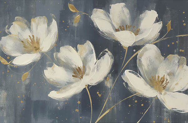 Schilderij van witte bloemen Schilderij van witte bloemen