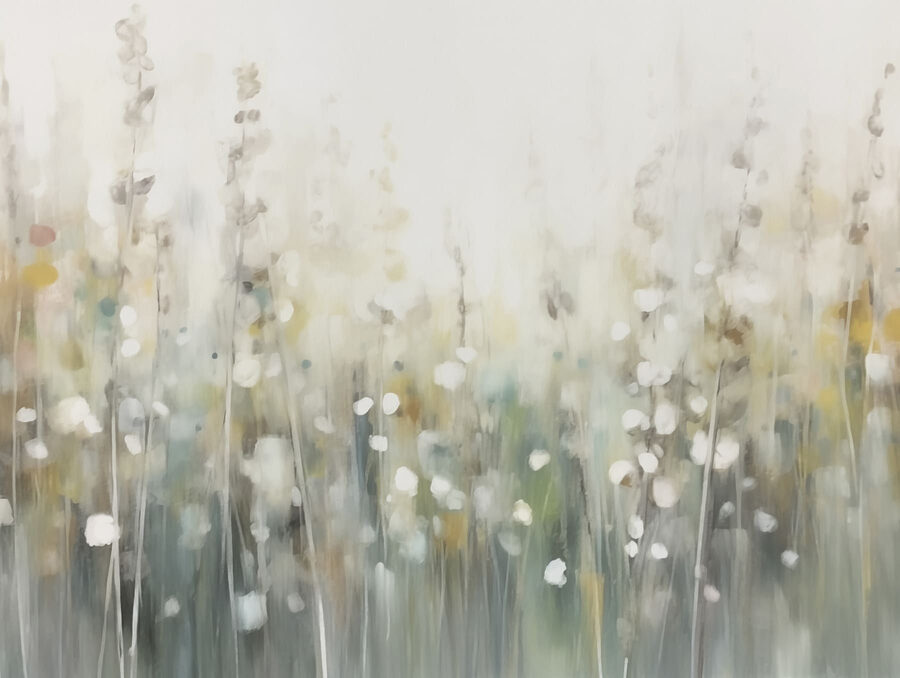 Schilderij van bloemen in een veld