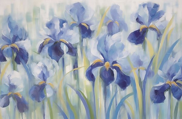 Schilderij van blauwe bloemen Schilderij van blauwe bloemen