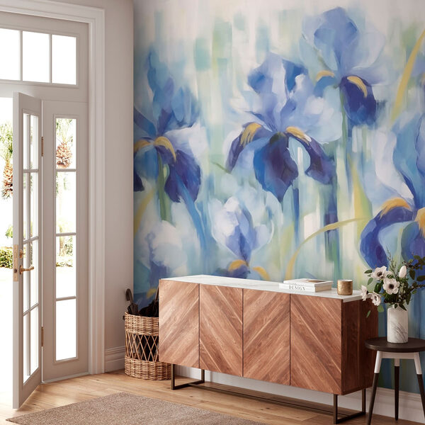 Schilderij van blauwe bloemen Schilderij van blauwe bloemen