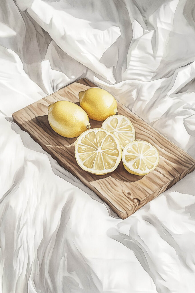 Lemons and slices on a wooden board Lemons and slices on a wooden board