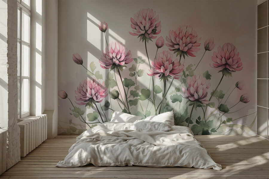 Groep roze bloemen