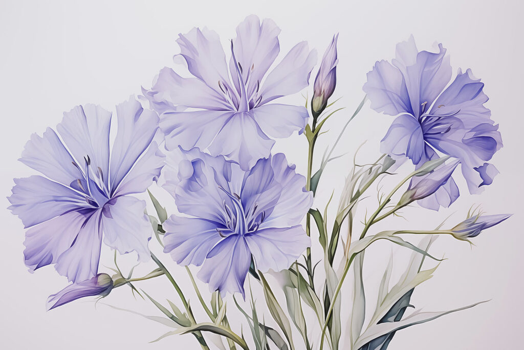 Schilderij van paarse bloemen Schilderij van paarse bloemen