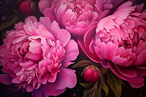 Schilderij van roze bloemen s43004p 600x400 - Schilderij van roze bloemen