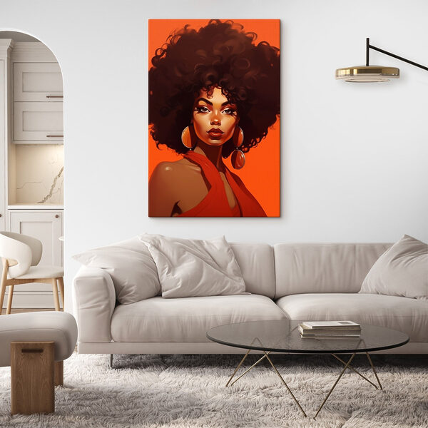 Vrouw met groot afro haar en oorbellen Vrouw met groot afro haar en oorbellen