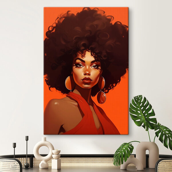 Vrouw met groot afro haar en oorbellen Vrouw met groot afro haar en oorbellen