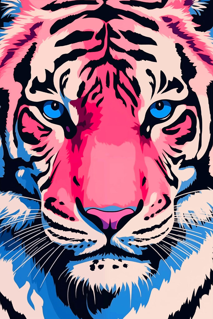 Bold tiger with striking blue eyes Bold tiger with striking blue eyes