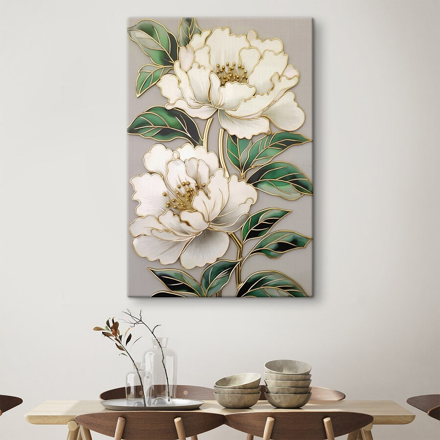 Elegante bloemen omlijst door weelderige bladeren