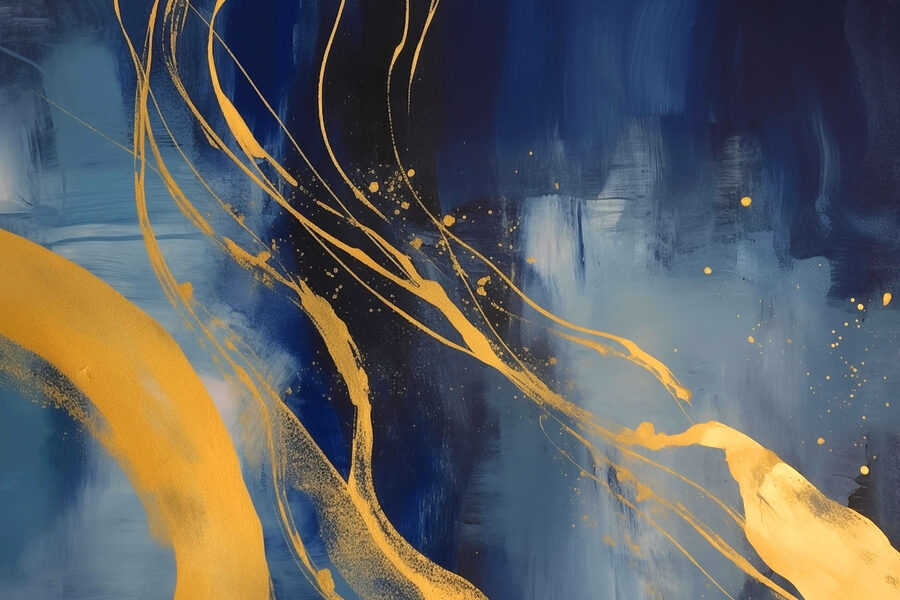 Blauw en geel schilderij