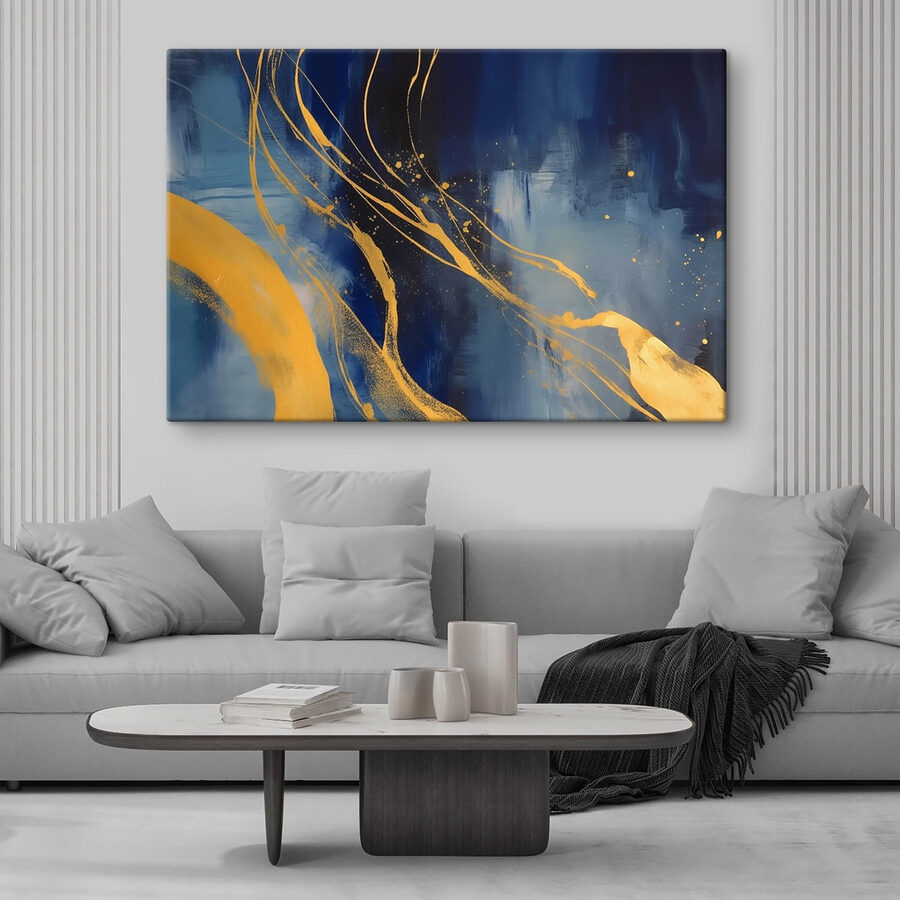 Blauw en geel schilderij